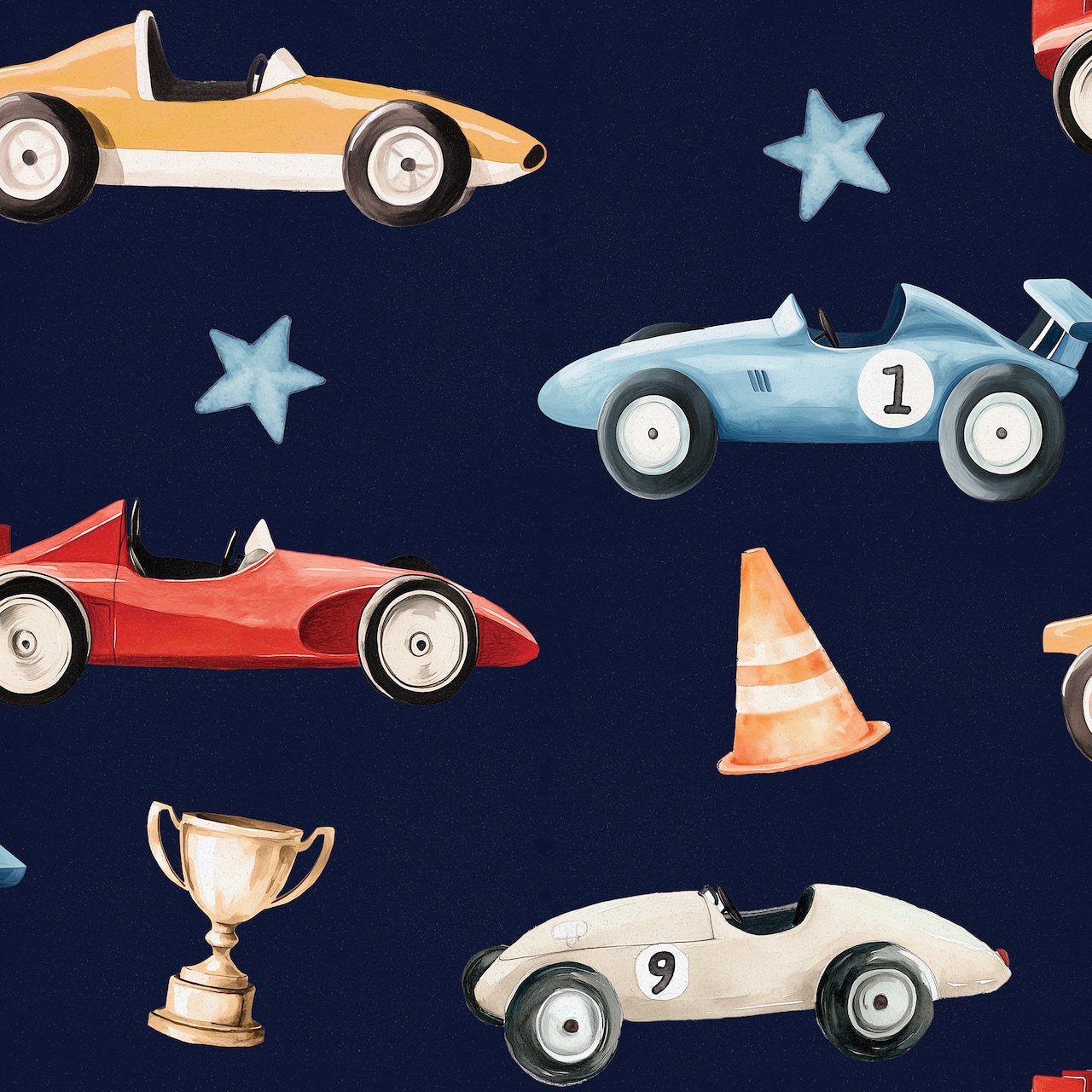 Designs Direct Vintage Race Cars Peel & Stick Wallpaper
